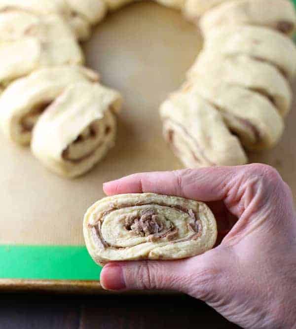 King Cake made from canned Cinnamon rolls