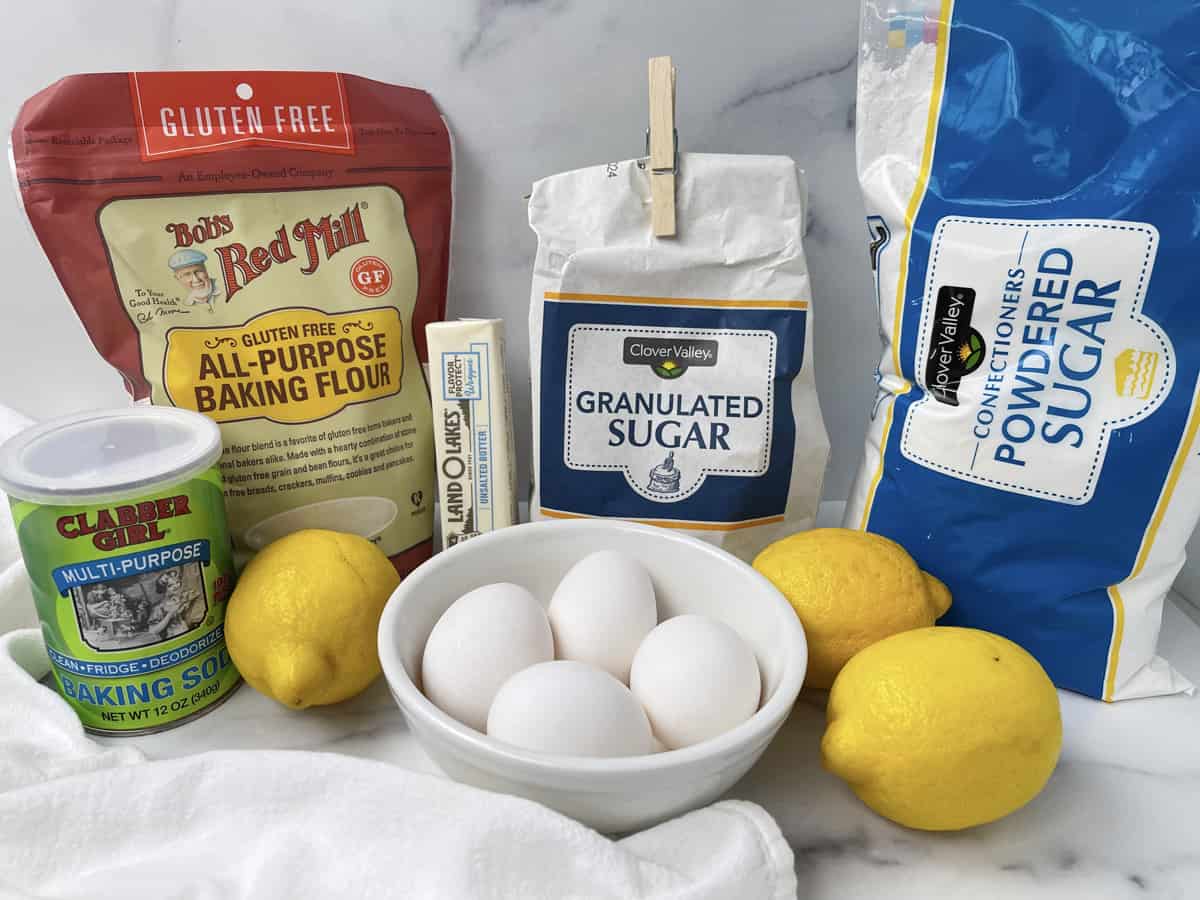 Ingredients needed to make lemon bars