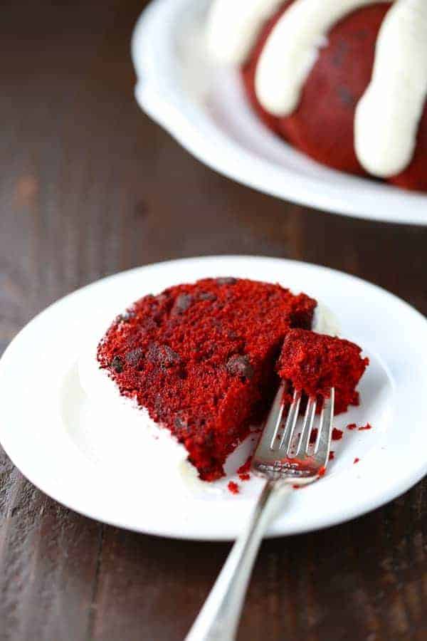 Mini Red Velvet Bundt Cakes with Cream Cheese Glaze - Overtime Cook