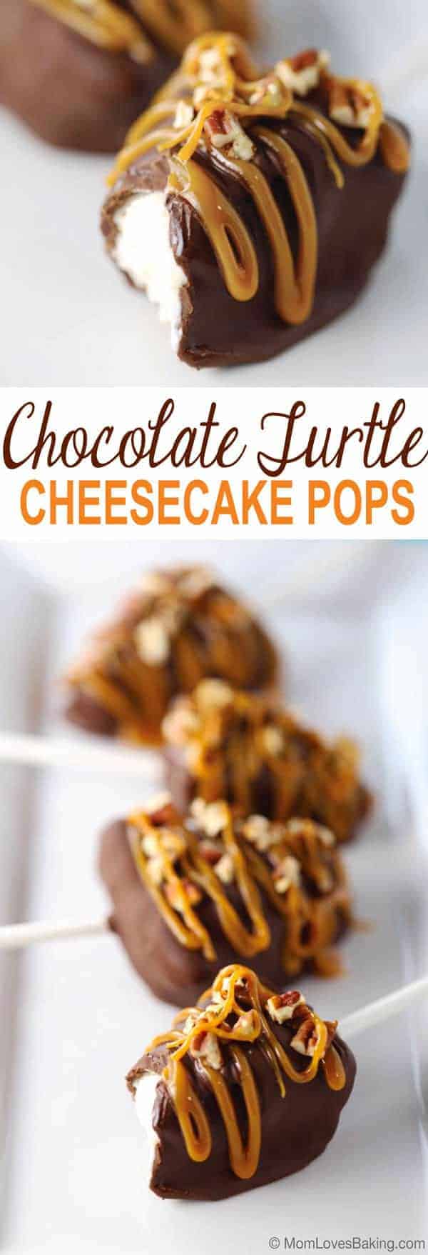 Chocolate Turtle Cheesecake Pops