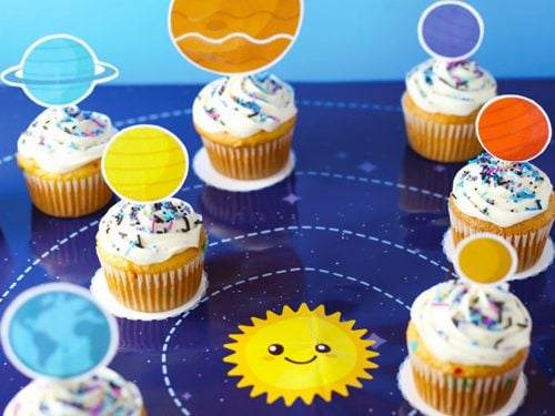 Edible Planets Solar System Cupcake Wafer Toppers Decorations Sun Moon Meteor 