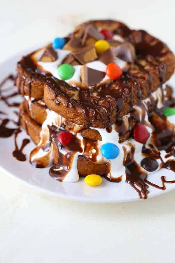 Chocolate French Toast Sandwich with Halloween Candy