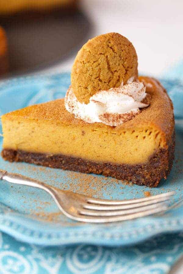 Pumpkin Cheesecake with Gingersnap Pecan Crust
