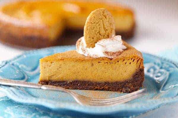 Pumpkin Cheesecake with Gingersnap Pecan Crust