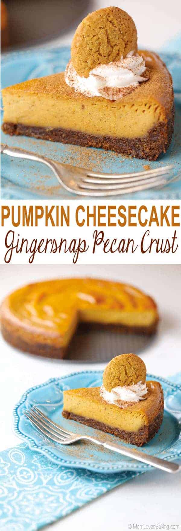 Pumpkin Cheesecake with Gingersnap Pecan Crust