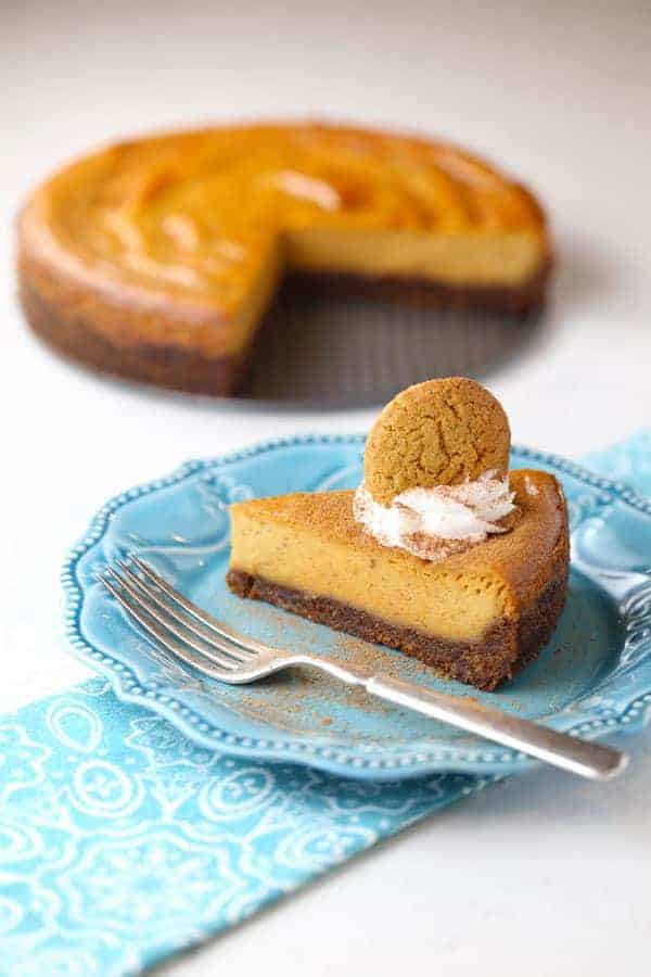 Pumpkin Cheesecake with Gingersnap Pecan Crust