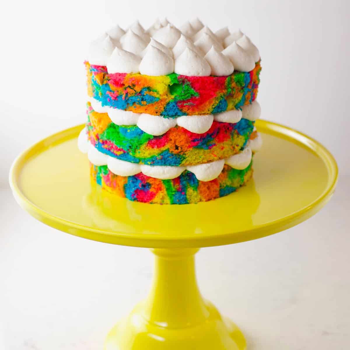 Rainbow tie dye cake with buttercream