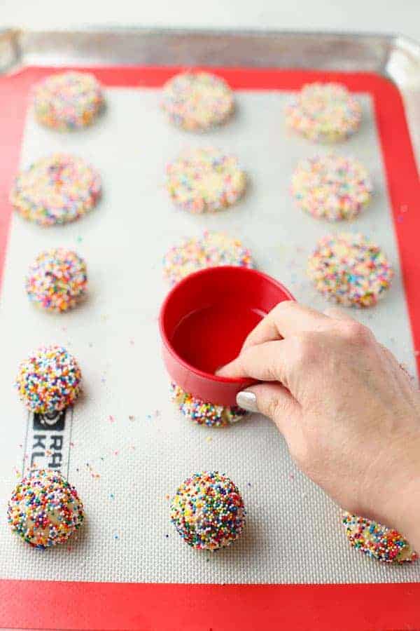 Rainbow Sprinkle Sugar Cookie on Cookie Sheet