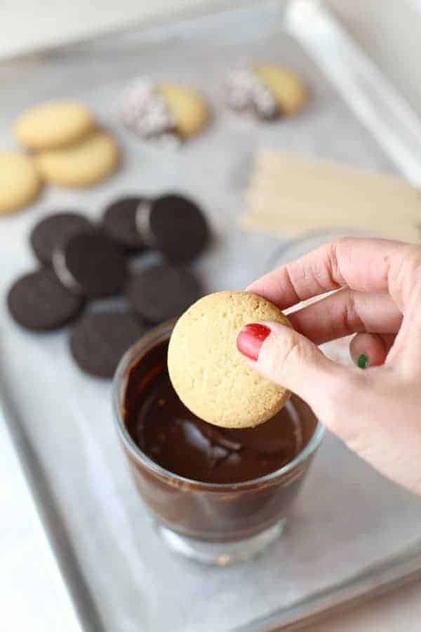 Easy Chocolate Dipped Peppermint Cookies