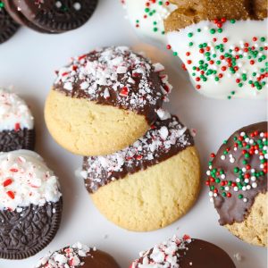 Easy Chocolate Dipped Peppermint Cookies