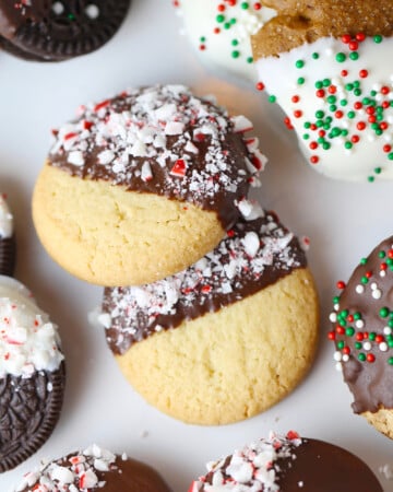 Easy Chocolate Dipped Peppermint Cookies