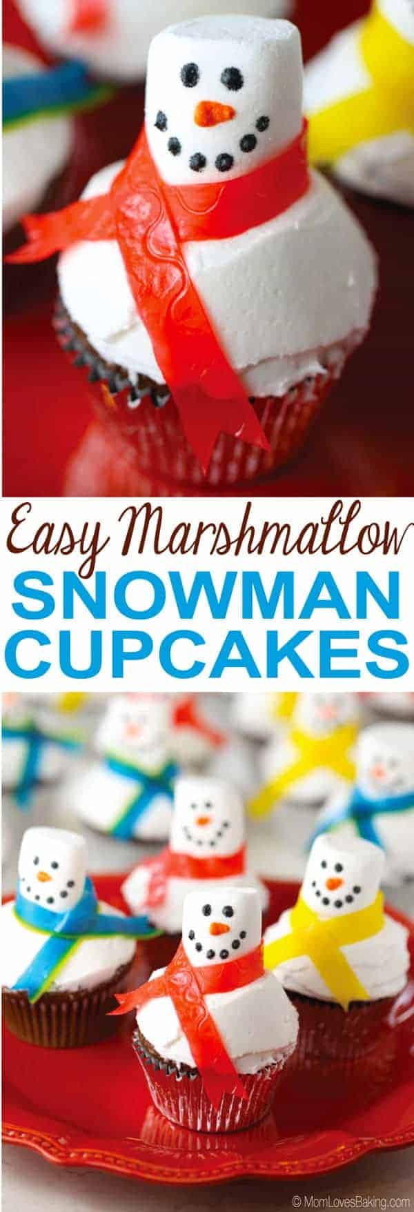 Easy Marshmallow Snowman Cupcakes