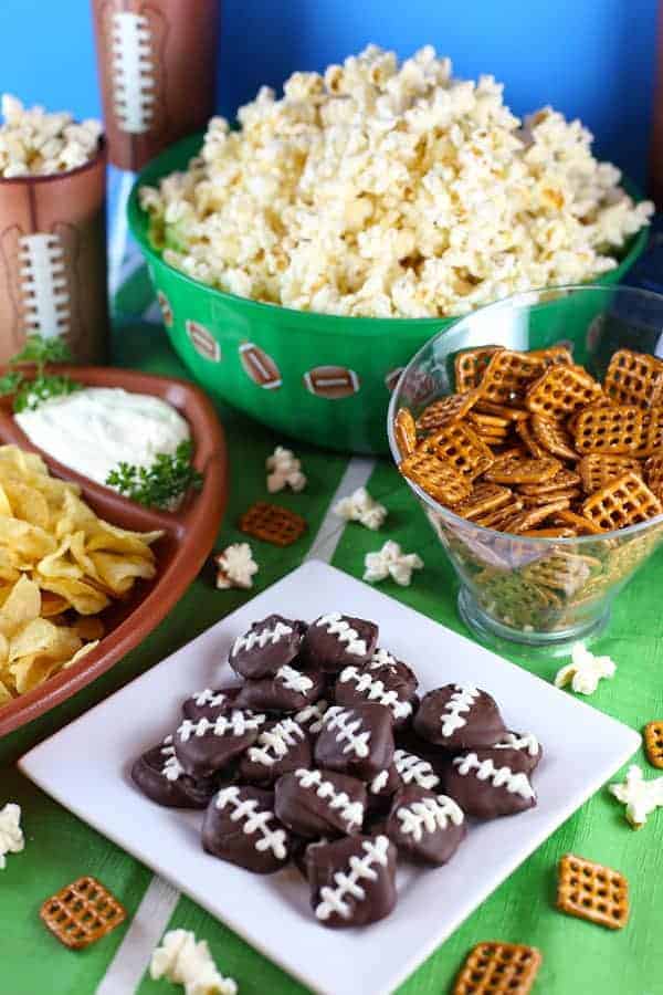 Game Day Pretzel Footballs - Mom Loves Baking