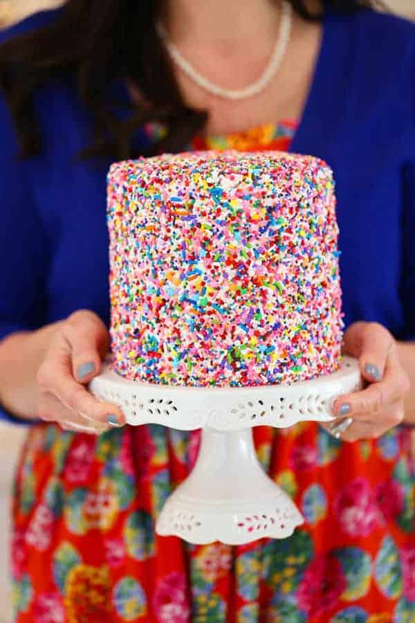 Rainbow Sprinkles Polka Dot Surprise Cake