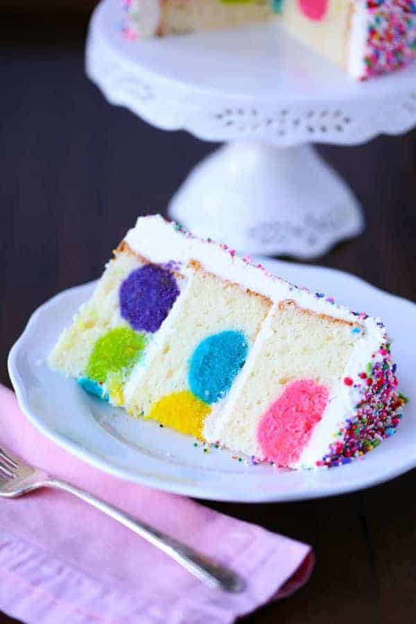 Rainbow Sprinkles Polka Dot Surprise Cake