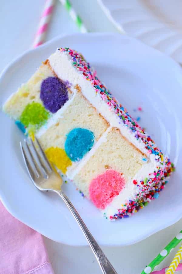 Rainbow Sprinkles Polka Dot Surprise Cake