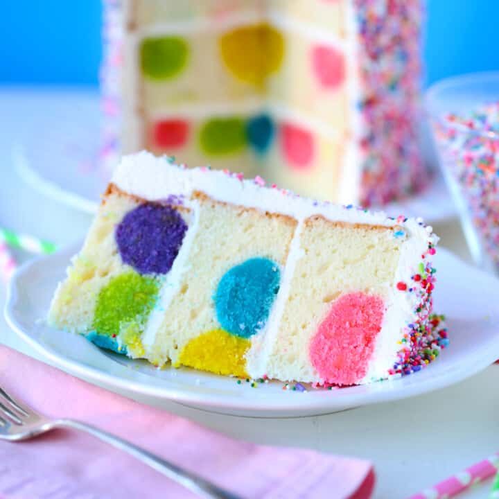 Rainbow Sprinkles Polka Dot Surprise Cake