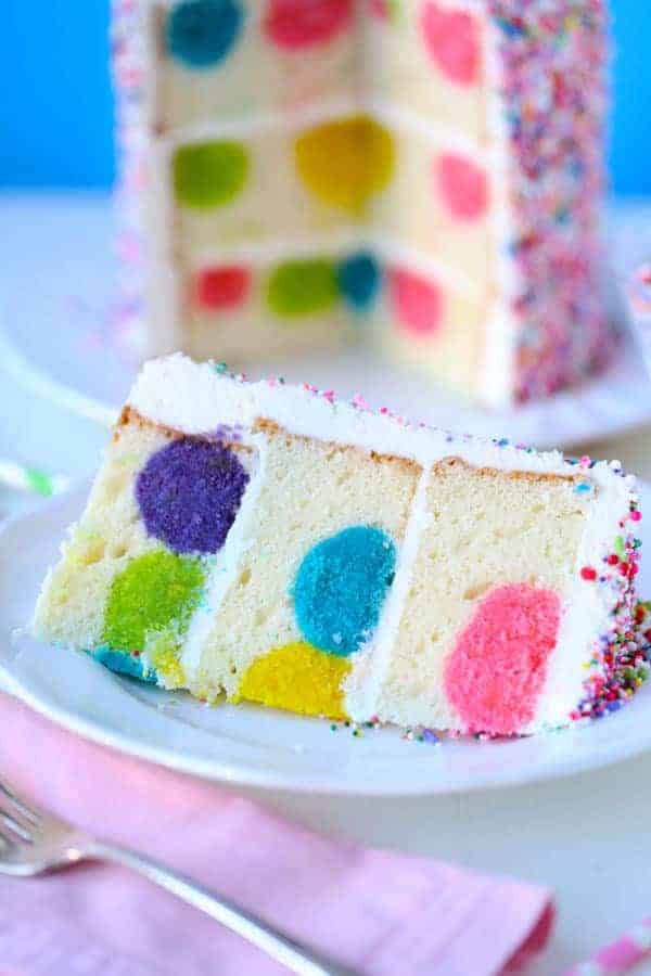 Rainbow Sprinkles Polka Dot Surprise Cake