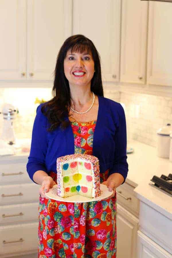 Rainbow Sprinkles Polka Dot Surprise Cake