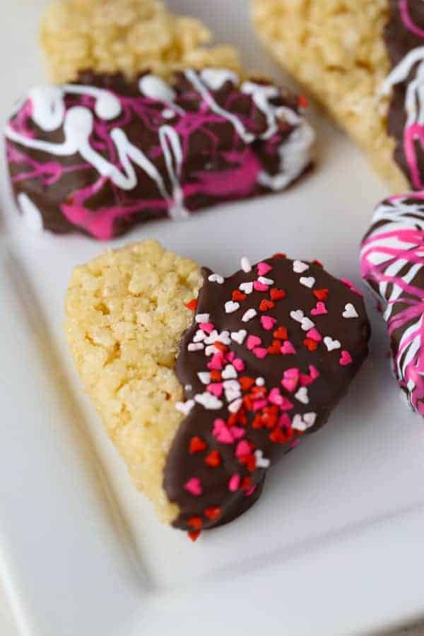 Chocolate Dipped Rice Krispy Hearts