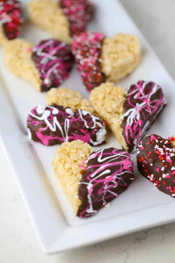 Chocolate Dipped Rice Krispy Hearts