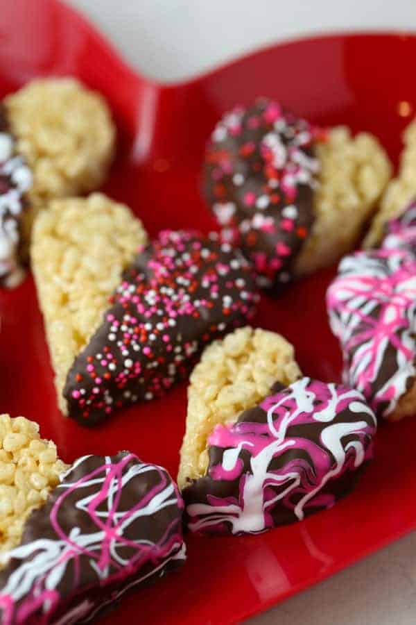 Chocolate Dipped Rice Krispy Hearts