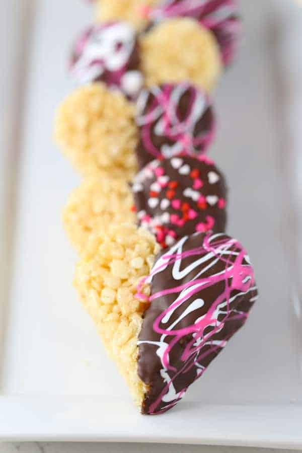 Chocolate Dipped Rice Krispy Hearts