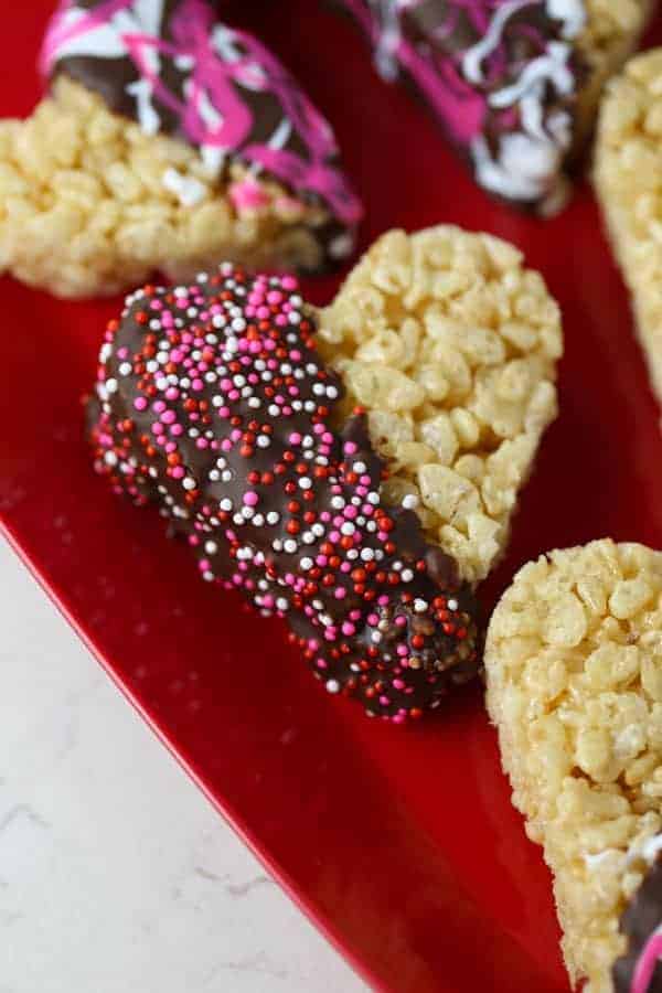 Chocolate Dipped Rice Krispy Hearts