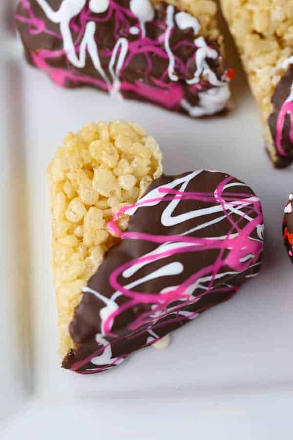 Chocolate Dipped Rice Krispy Hearts