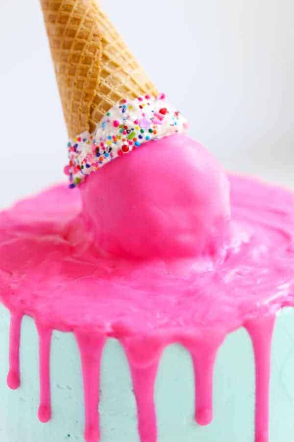 Upside Down Ice Cream Cone Cake