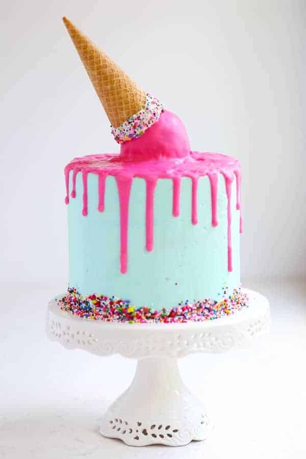 Upside Down Ice Cream Cone Cake