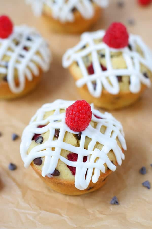 Frosted chocolate raspberry muffins