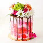 Pink Painted Buttercream Drip Cake