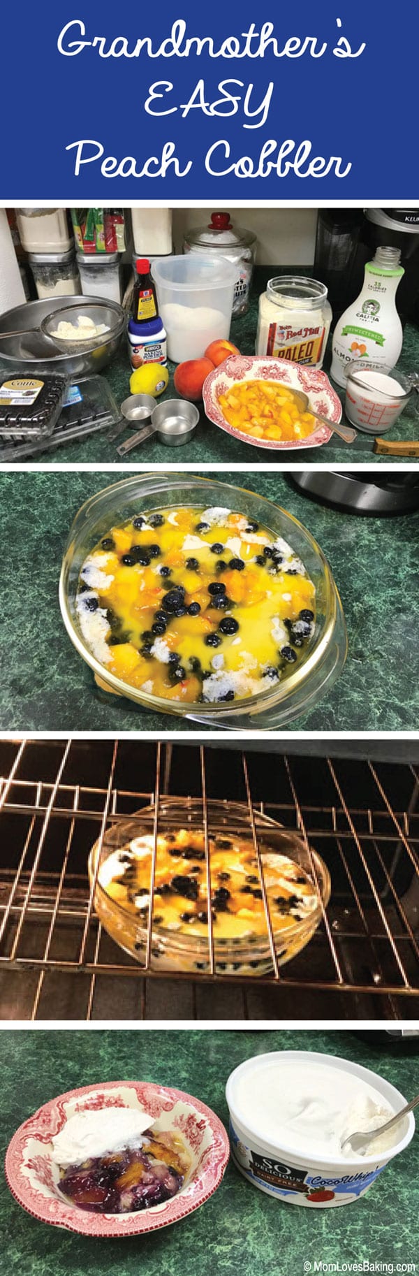 Grandmother's Easy Peach Cobbler with Blueberries