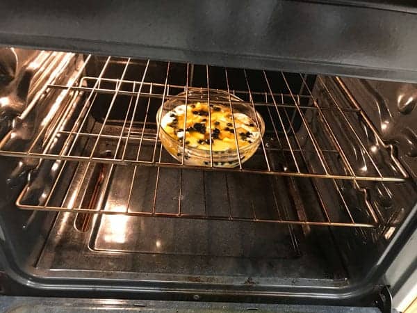 Grandmother's easy peach cobbler with blueberries