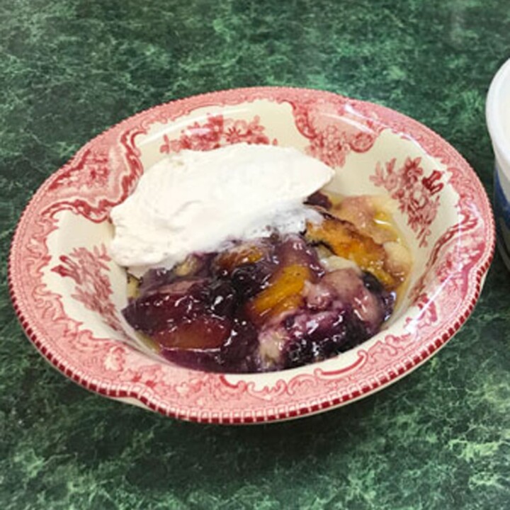 Grandmother's Easy Peach Cobbler with Blueberries