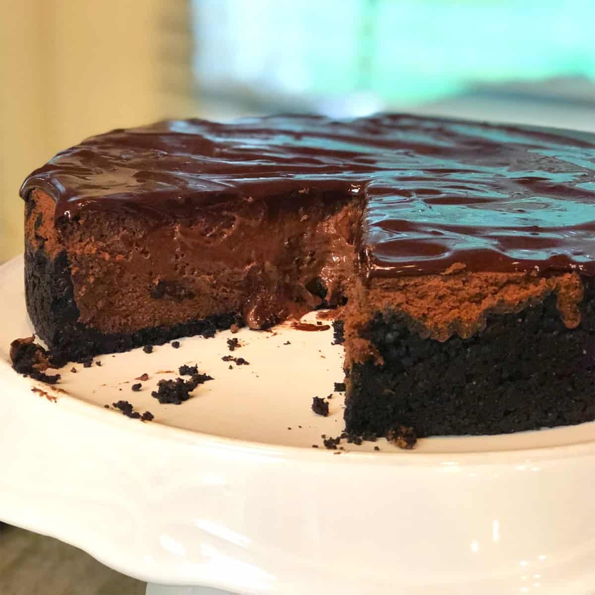 Mocha Cheesecake With Chocolate Ganache Glaze