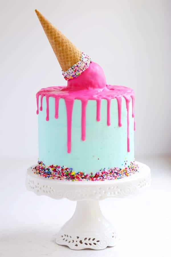 Upside Down Ice Cream Cone Cake