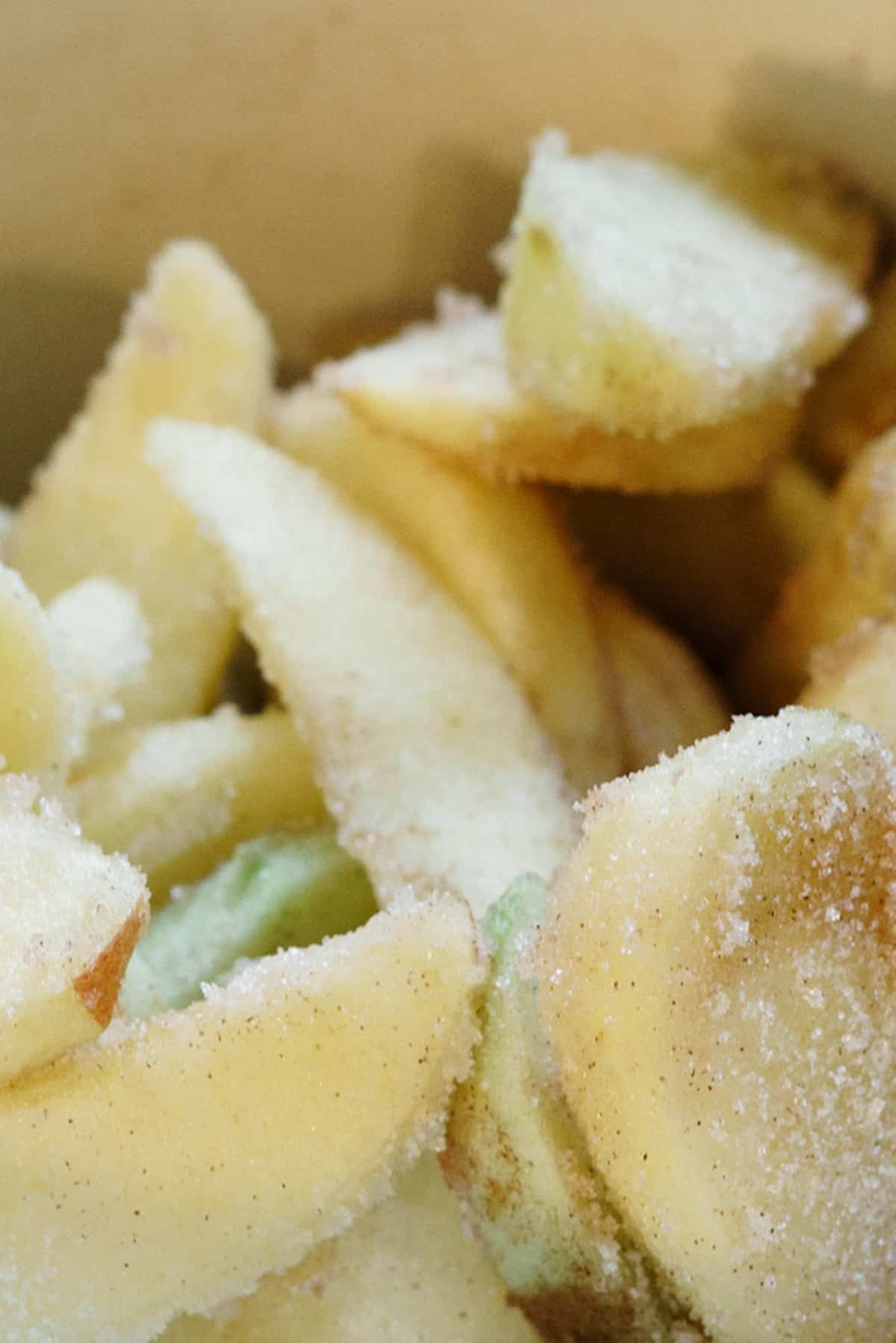 Apple pie filling in a bowl.