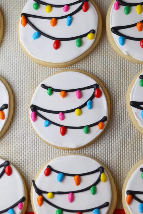 Christmas Lights Royal Icing Sugar Cookies