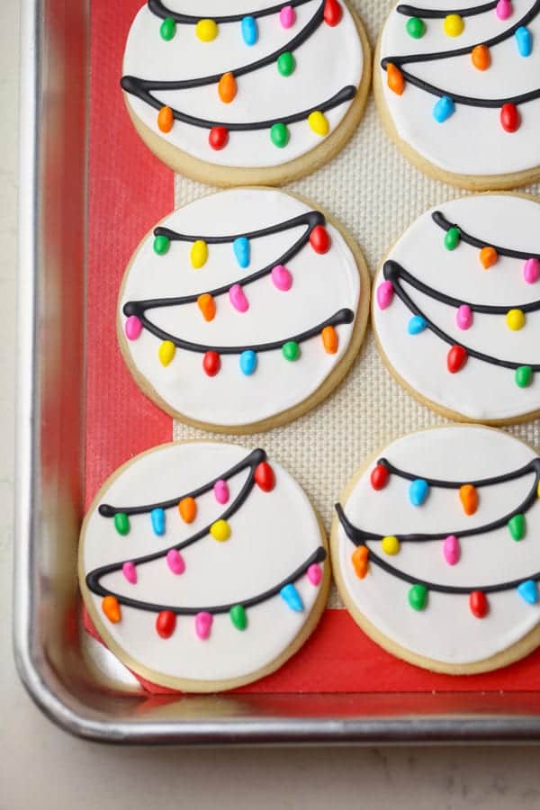 Christmas Lights Royal Icing Sugar Cookies