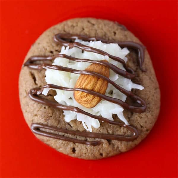 German chocolate almond thumbprint cookies