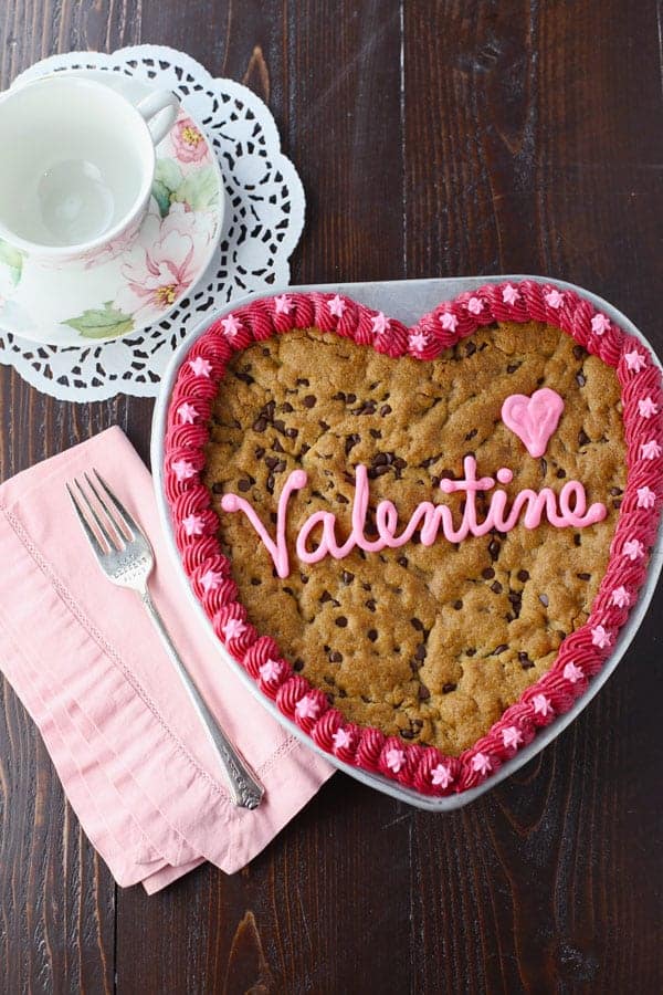 Giant Chocolate Chip Cookie Heart - Mom Loves Baking