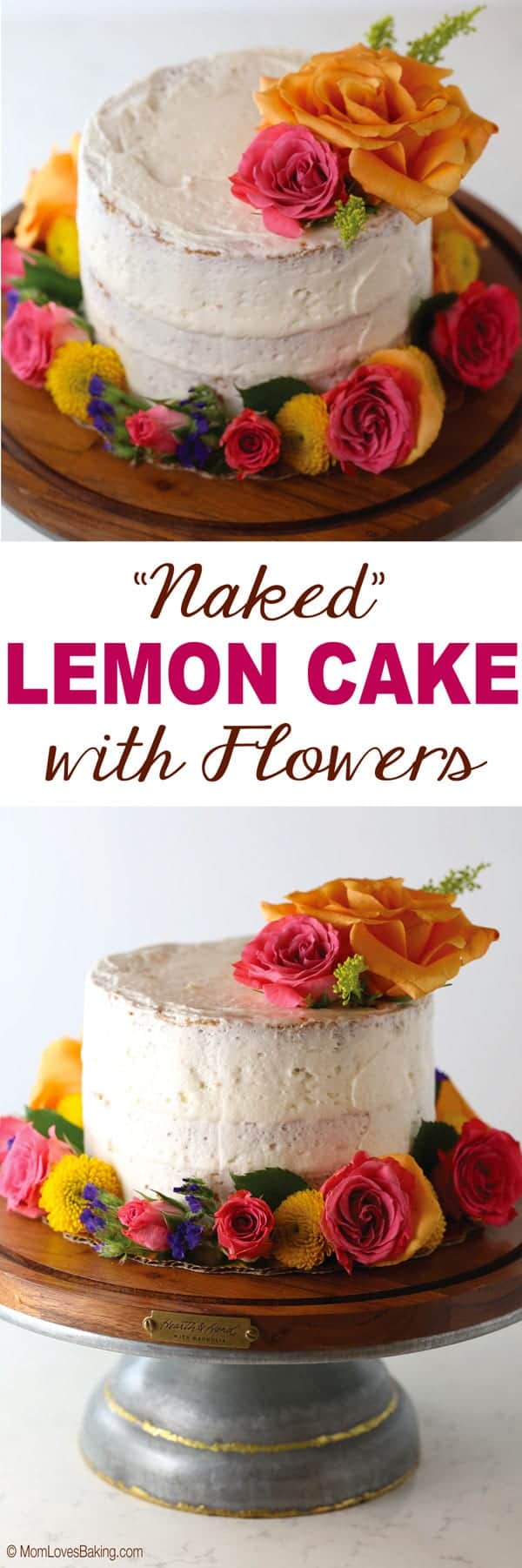 Naked Lemon Cake with Fresh Flowers