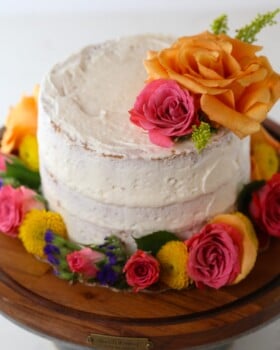 Naked Lemon Cake with Fresh Flowers