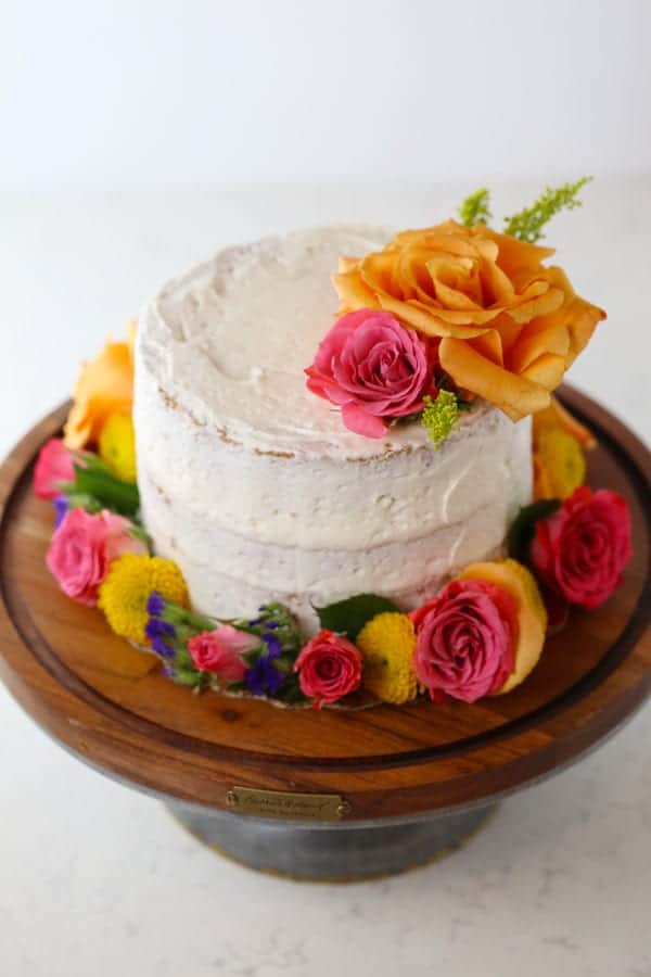 Naked Lemon Cake with Fresh Flowers