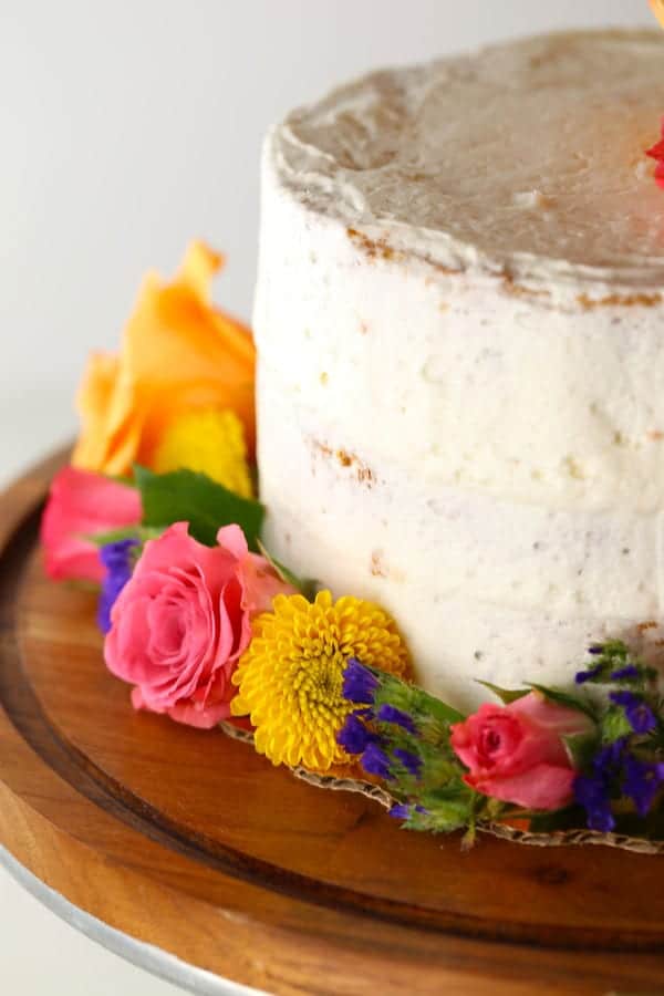 Naked Lemon Cake with Fresh Flowers