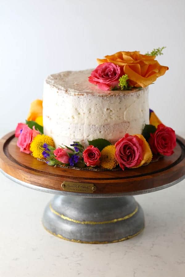 Naked Lemon Cake with Fresh Flowers