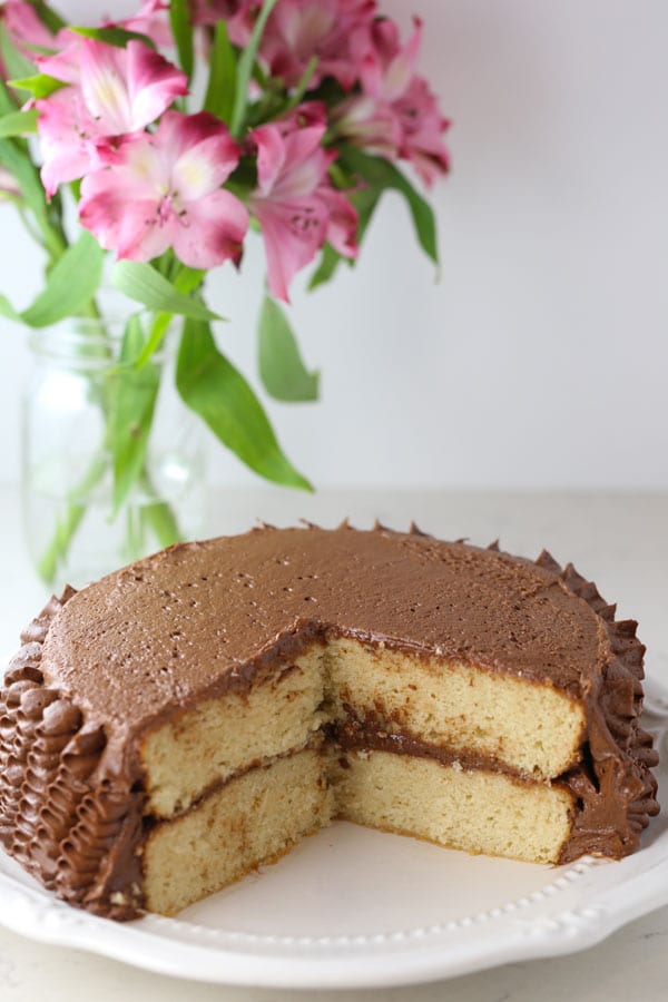 Gluten free vanilla cake with chocolate buttercream