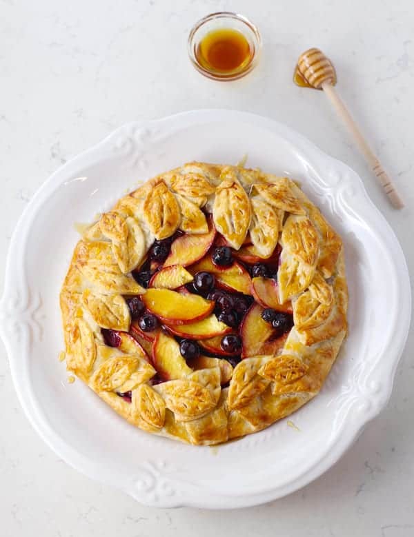 Rustic Honey Peach and Blueberry Galette